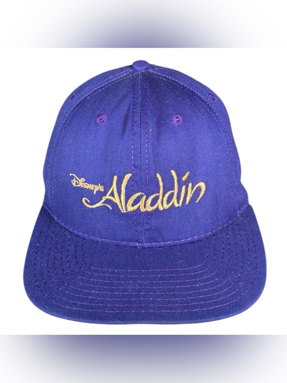 Vintage 1990s Aladdin Disney Script Genie Movie Promo Snapback Hat Purple Rare
